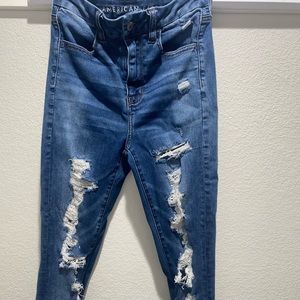 High Waisted American Eagle Outfitters Blue Jeans